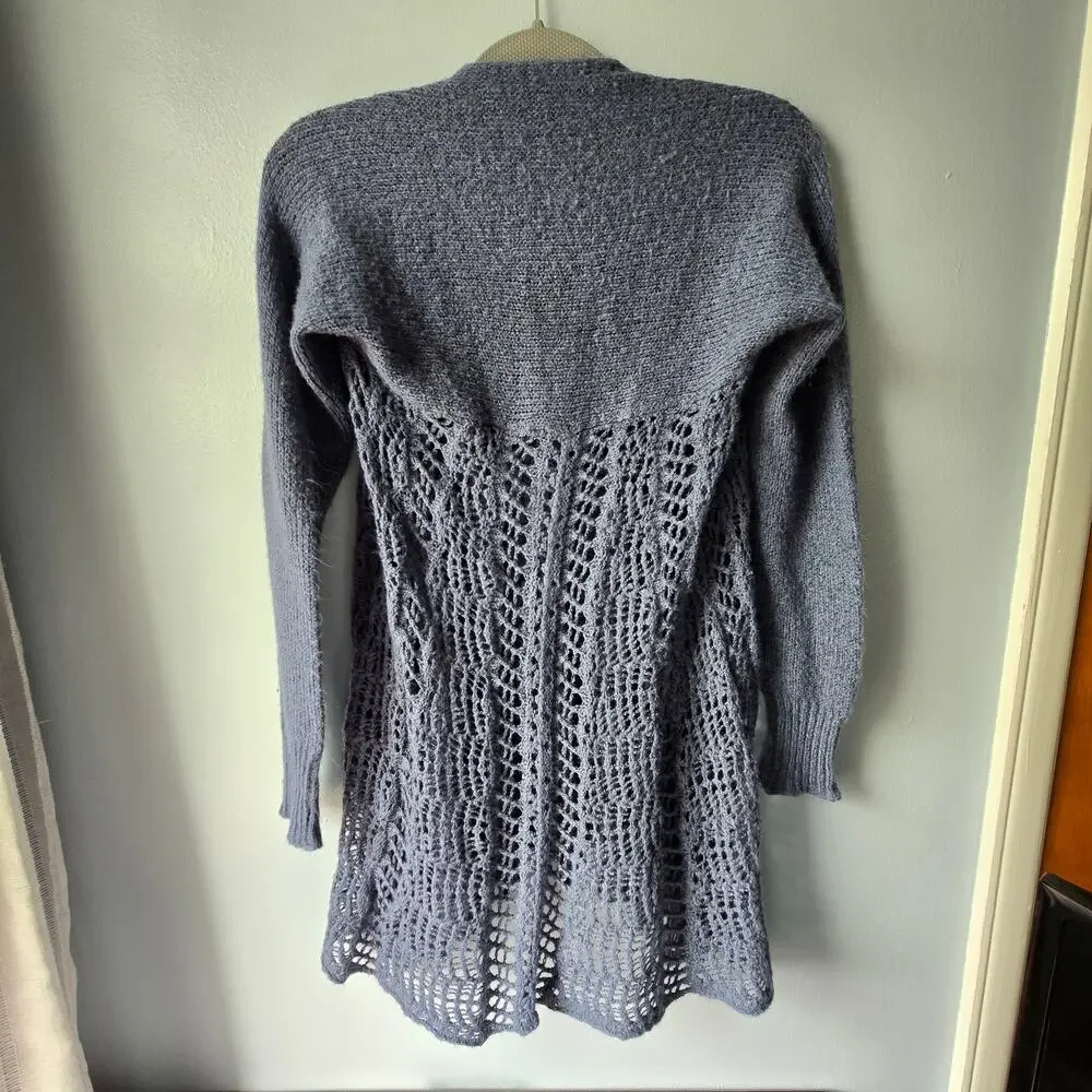 Simply Noelle Blue Fisherman's Open Knit Pull-Over Long Sleeve Sweater S/M 8-10